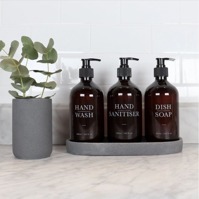 Refillable Kitchen & Bathroom Shampoo and Conditioner Dispenser Bottles