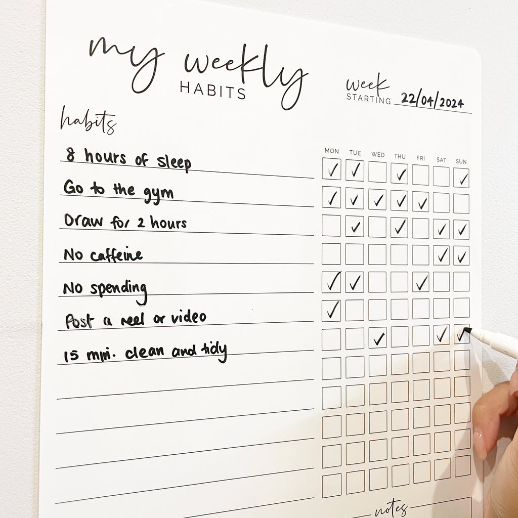 My Weekly Habits | REMOVABLE Custom Habit Tracker and Planner | Adulting Chart | Weekly Planner and Organiser
