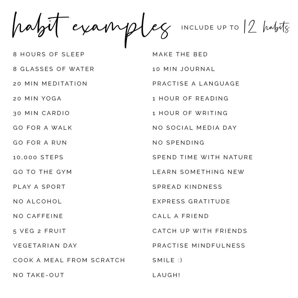 My Weekly Habits | REMOVABLE Custom Habit Tracker and Planner | Adulting Chart | Weekly Planner and Organiser
