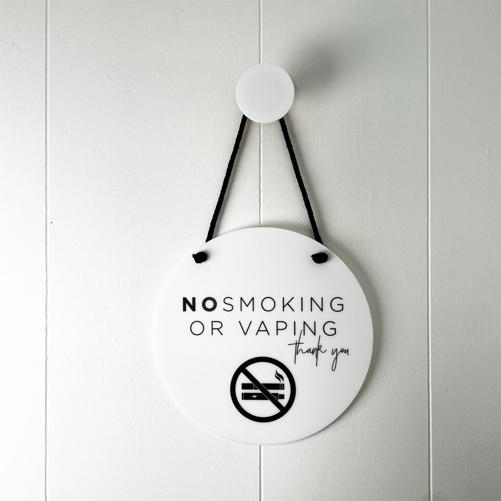 No Smoking or Vaping sign - Plaque Wall Hanging Door Sign - Business sign - Outdoor - No Smoking sign - No Vaping sign