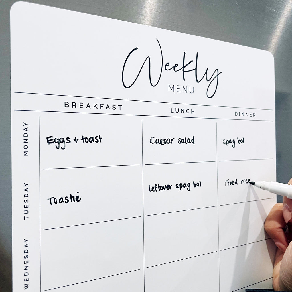 Custom Weekly Meal Planner - Breakfast Lunch Dinner Planner - Magnetic Whiteboard Calendar - Shopping List - Meal Planner - Weekly Meals