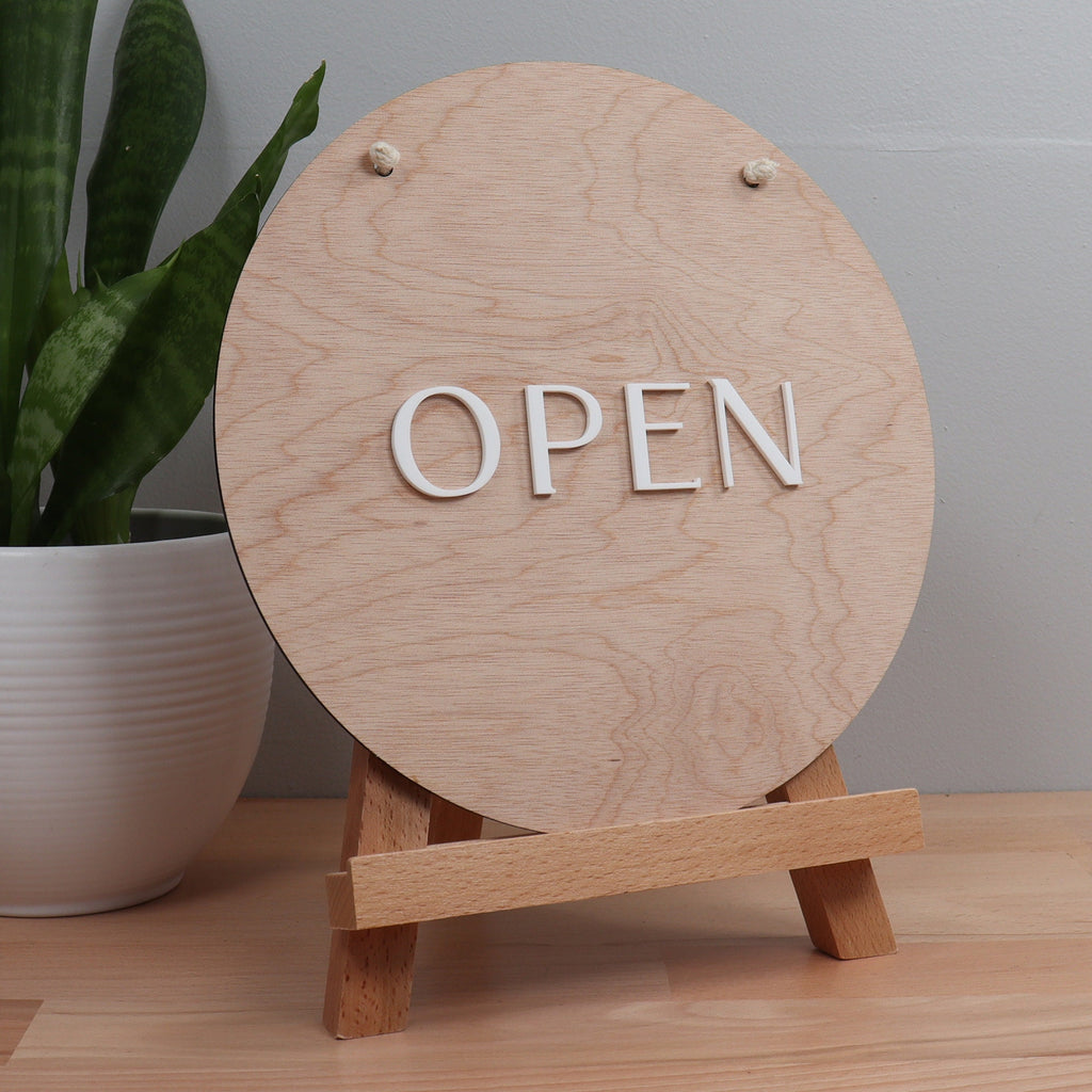 Open Closed Wooden Business Sign -  Custom Logo Sign with 3D - Personalised Business Sign -  double sided signage