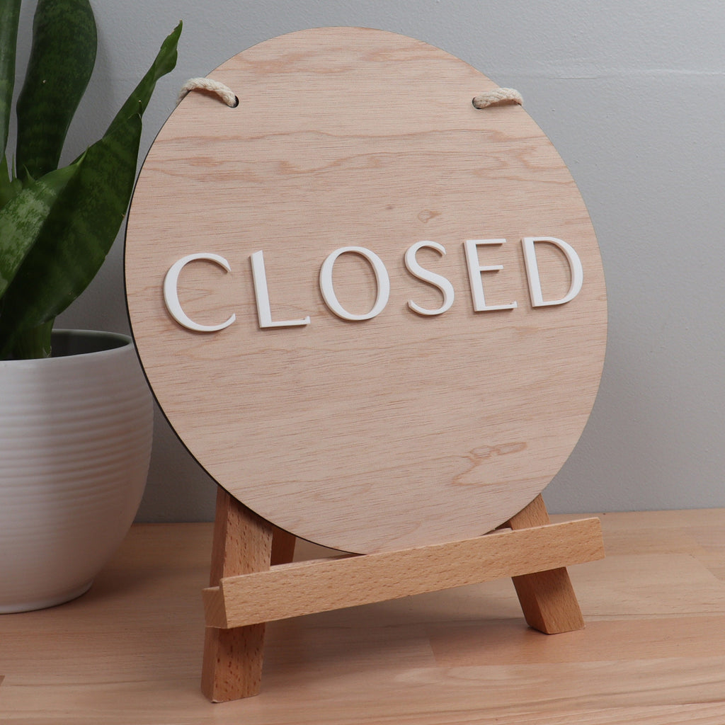 Open Closed Wooden Business Sign -  Custom Logo Sign with 3D - Personalised Business Sign -  double sided signage