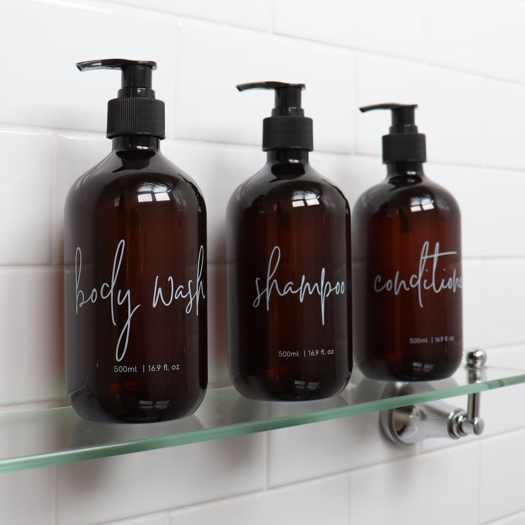3 piece Bathroom bottle set  - Body wash, shampoo, conditioner - 500ml dispensers