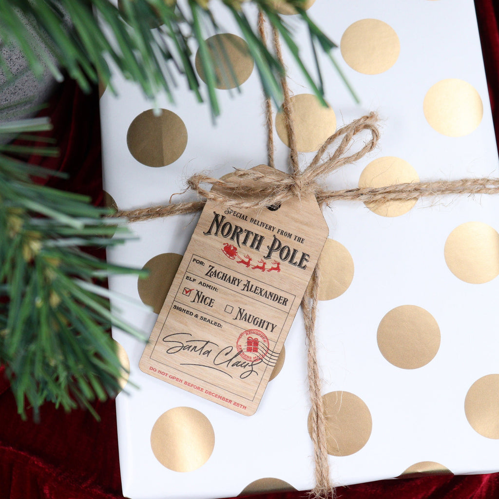 Personalised Christmas Present Tags – Classic Name Design - Printed Gift tags - naughty or nice