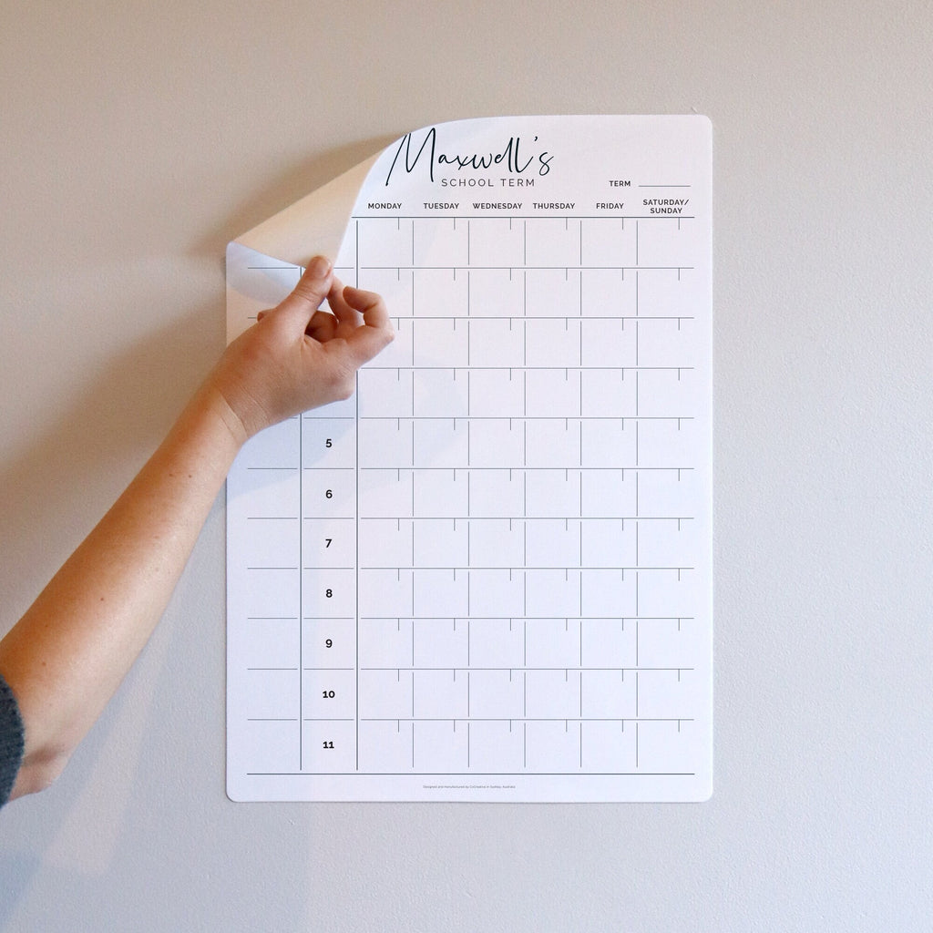 REMOVABLE Custom School term fridge planner - whiteboard calendar - family school organiser