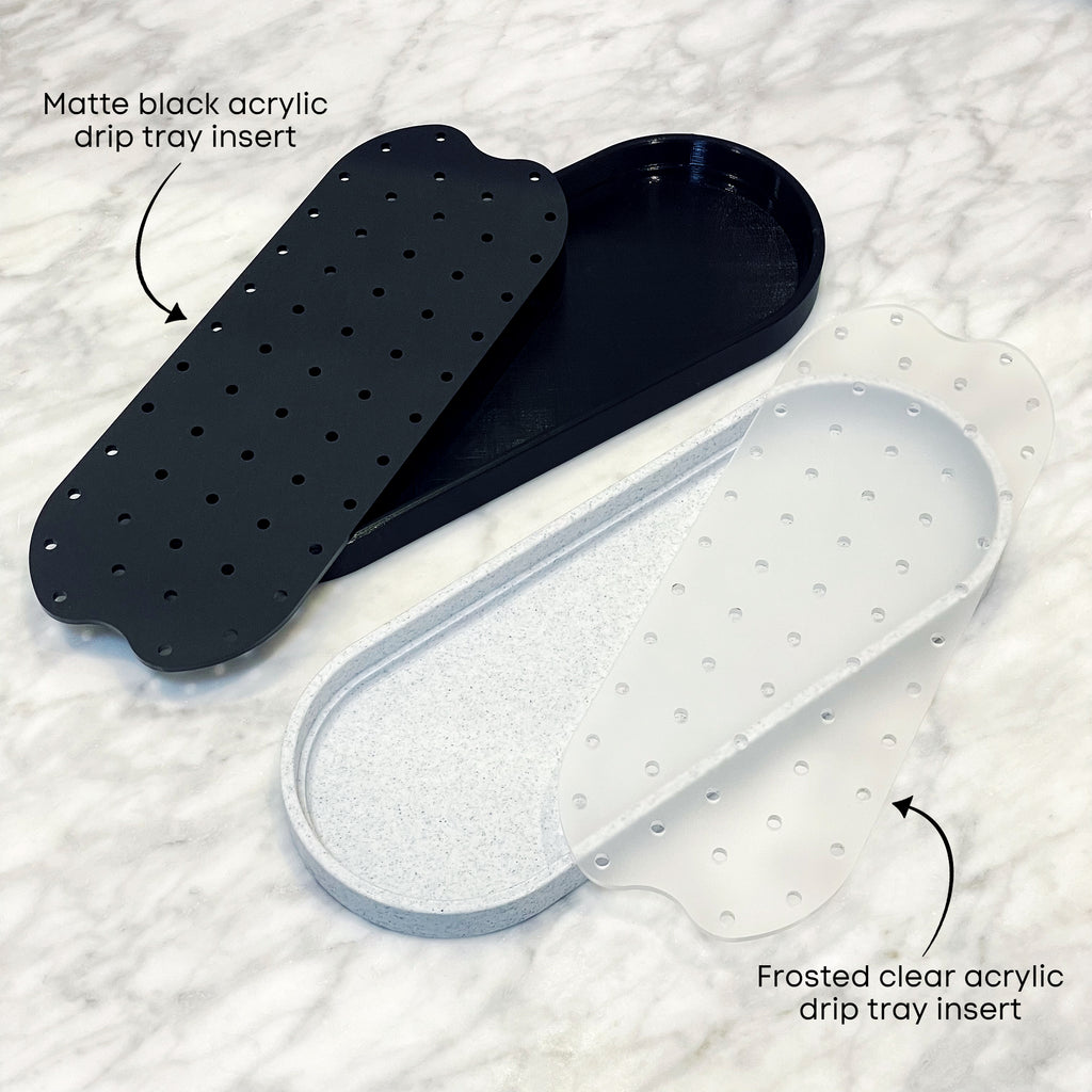 bathroom trays with drip tray insert - bathroom organisation - shower caddie - kitchen sink caddi