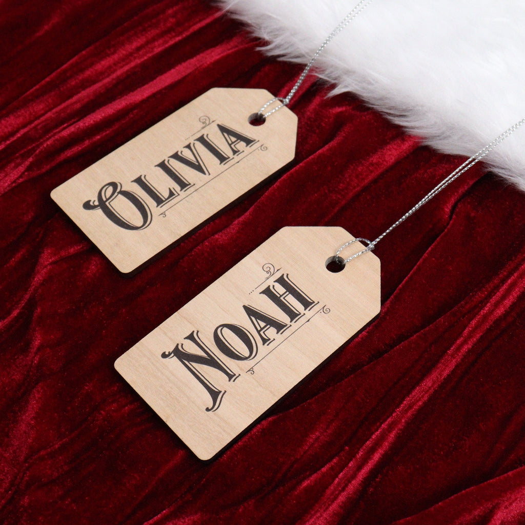 Personalised Christmas Stocking Tags – Classic Name Design - Printed