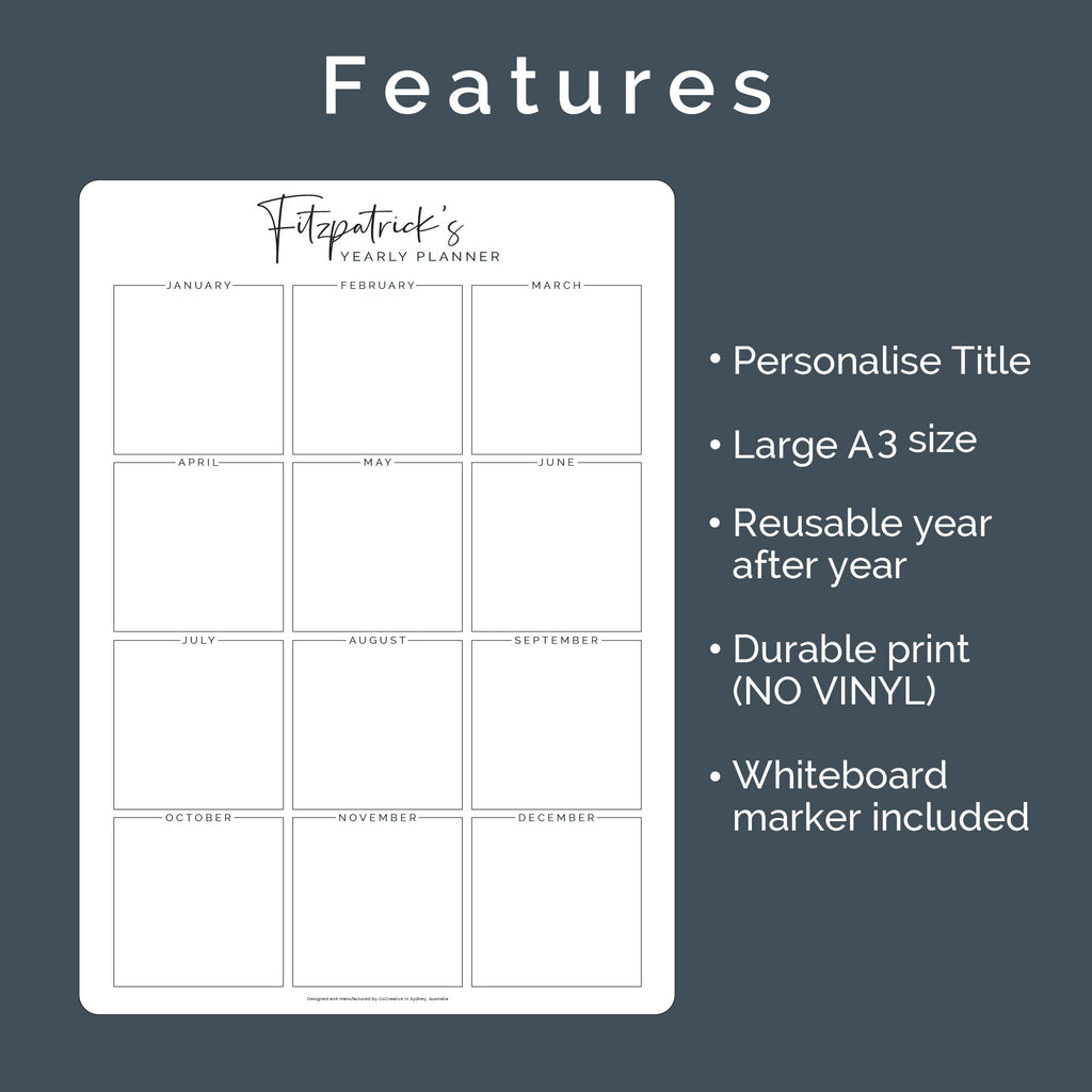 Custom Yearly Fridge Planner | Magnetic Whiteboard Year Calendar | Family Organiser | Birthday & Event Organiser