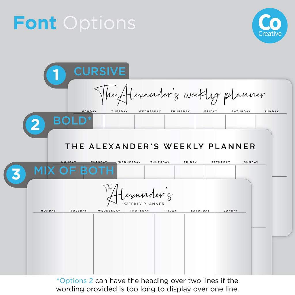 REMOVABLE A3 Custom Weekly Fridge Planner - Meal Planner and Notes Section - Removable Whiteboard Calendar - Family Organiser - LANDSCAPE