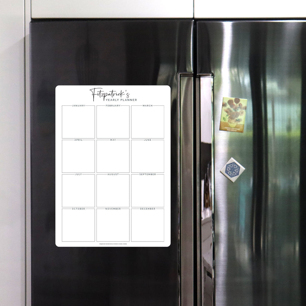 Custom Yearly Fridge Planner | Magnetic Whiteboard Year Calendar | Family Organiser | Birthday & Event Organiser