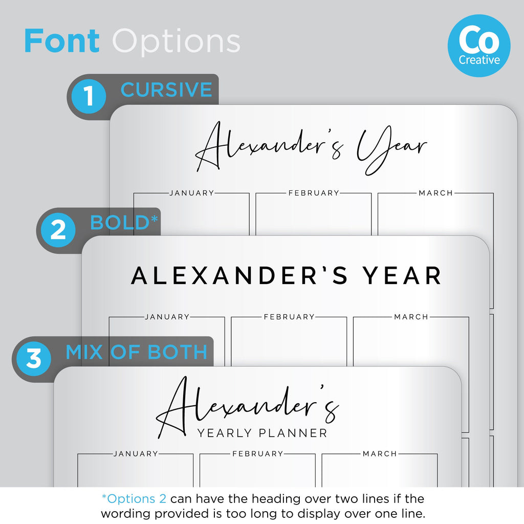 Custom Yearly Fridge Planner | Magnetic Whiteboard Year Calendar | Family Organiser | Birthday & Event Organiser
