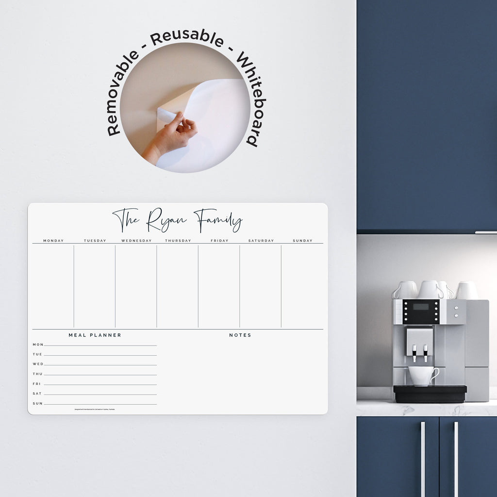 REMOVABLE A3 Custom Weekly Fridge Planner - Meal Planner and Notes Section - Removable Whiteboard Calendar - Family Organiser - LANDSCAPE