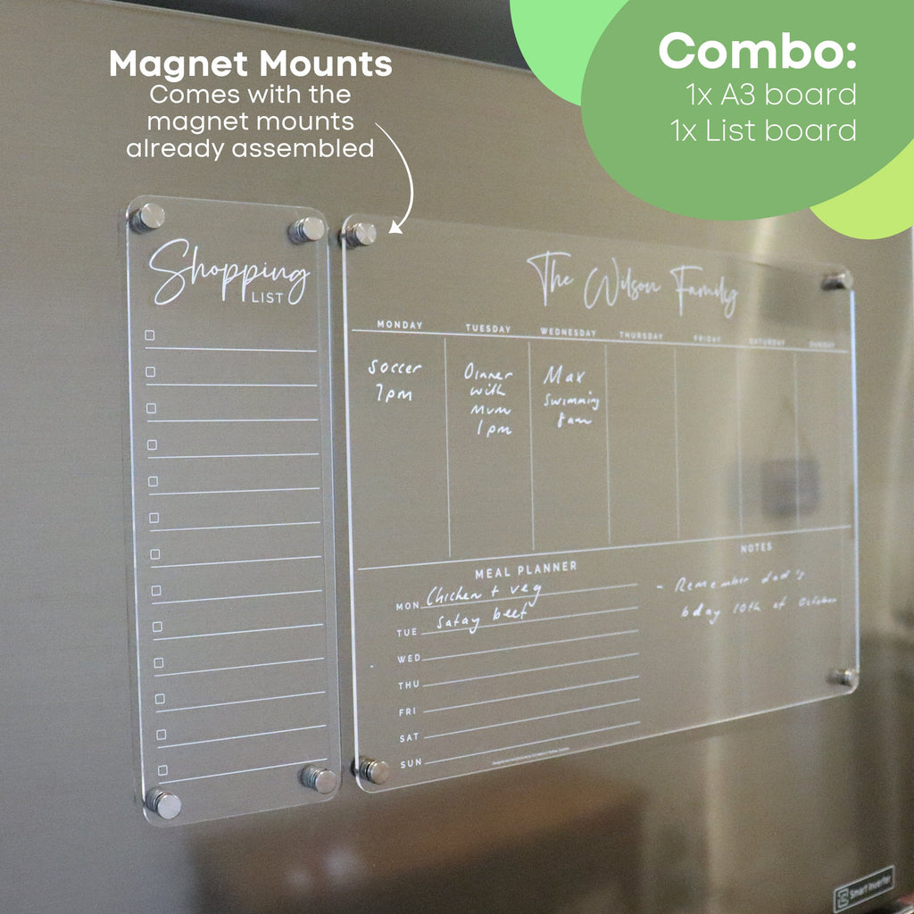 Weekly MEAL Planner Magnetic Fridge Acrylic Planner A3