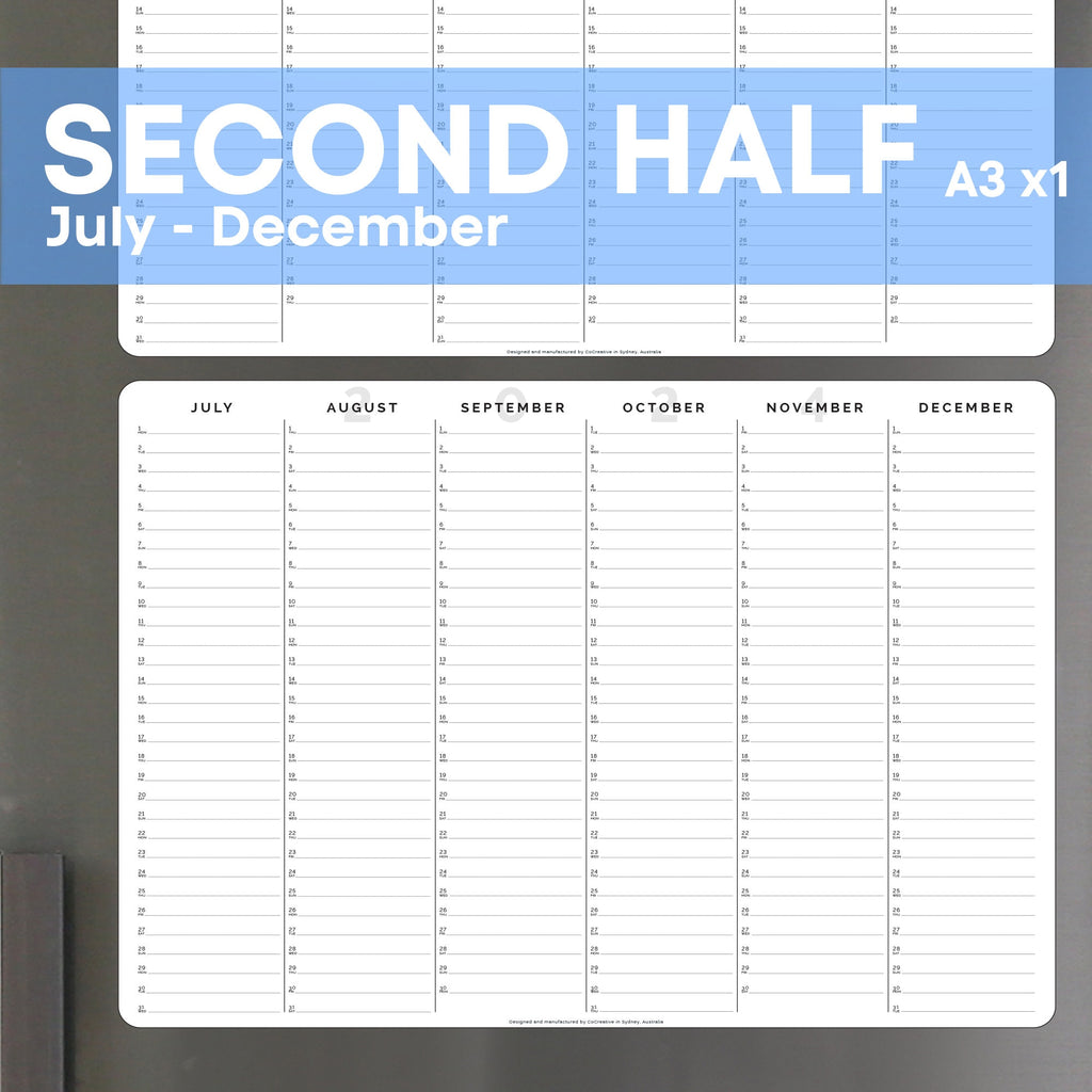 2024 Yearly Planner - A3 Magnetic Whiteboard Yearly Calendar - Organiser and Calendar