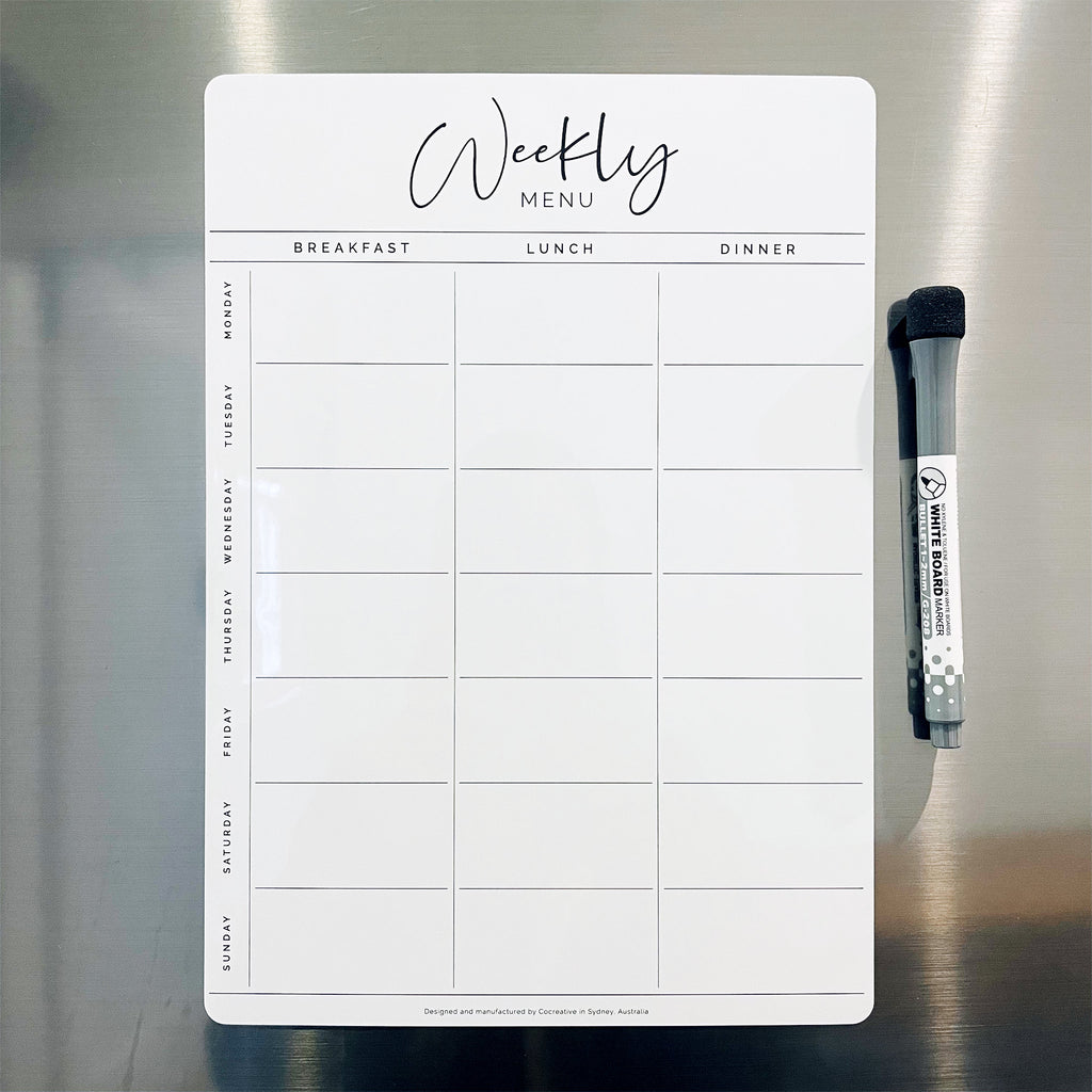 Custom Weekly Meal Planner - Breakfast Lunch Dinner Planner - Magnetic Whiteboard Calendar - Shopping List - Meal Planner - Weekly Meals