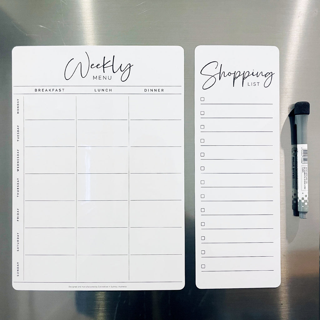 Custom Weekly Meal Planner - Breakfast Lunch Dinner Planner - Magnetic Whiteboard Calendar - Shopping List - Meal Planner - Weekly Meals