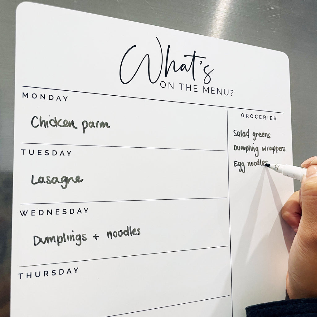 Custom Weekly Meal and Menu Planner - Magnetic Whiteboard Calendar - Shopping List - Meal Planner - Weekly Menu
