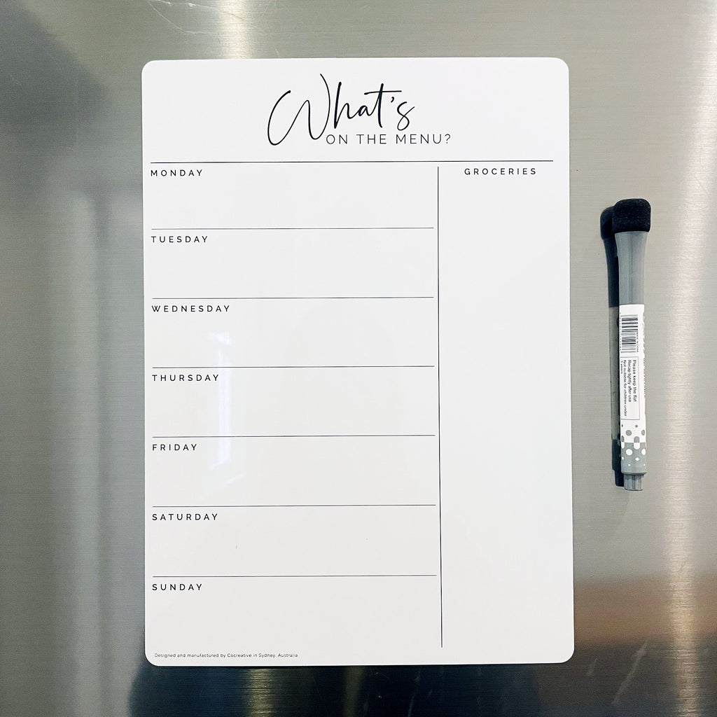 Custom Weekly Meal and Menu Planner - Magnetic Whiteboard Calendar - Shopping List - Meal Planner - Weekly Menu