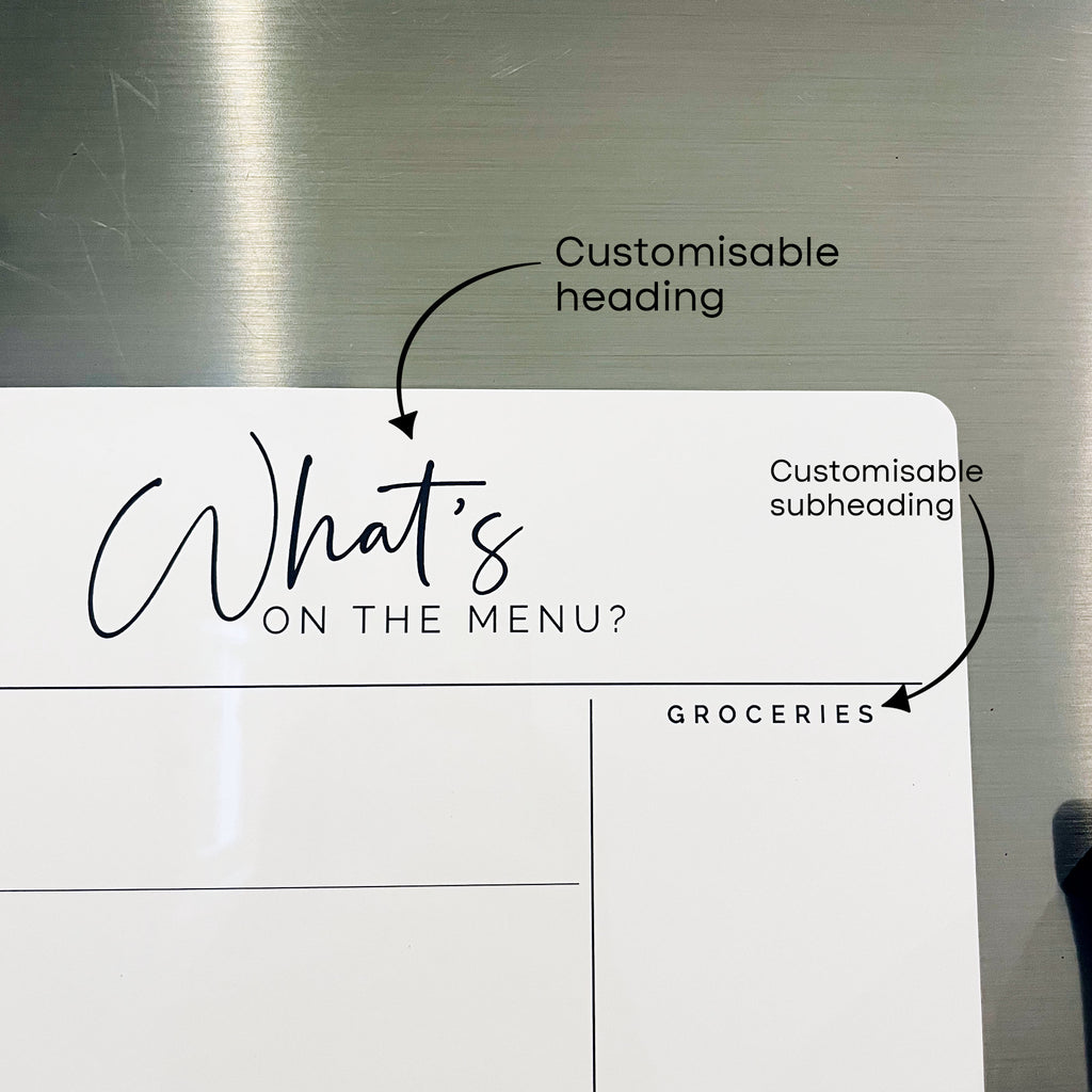 Custom Weekly Meal and Menu Planner - Magnetic Whiteboard Calendar - Shopping List - Meal Planner - Weekly Menu