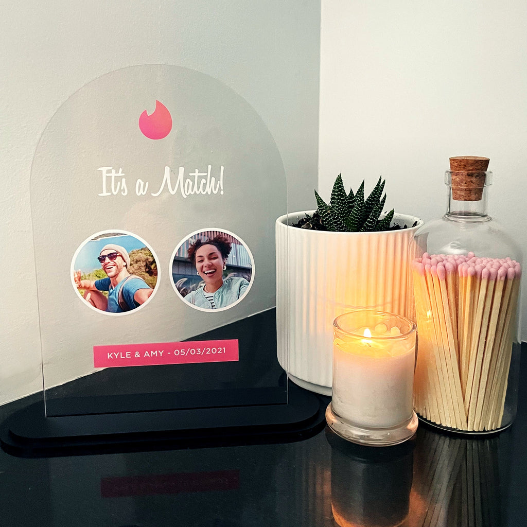 It's a Match! - Personalized Anniversary Plaque | Dating App Relationship Plaque | Where We Met Plaque | Anniversary Gift - First Date