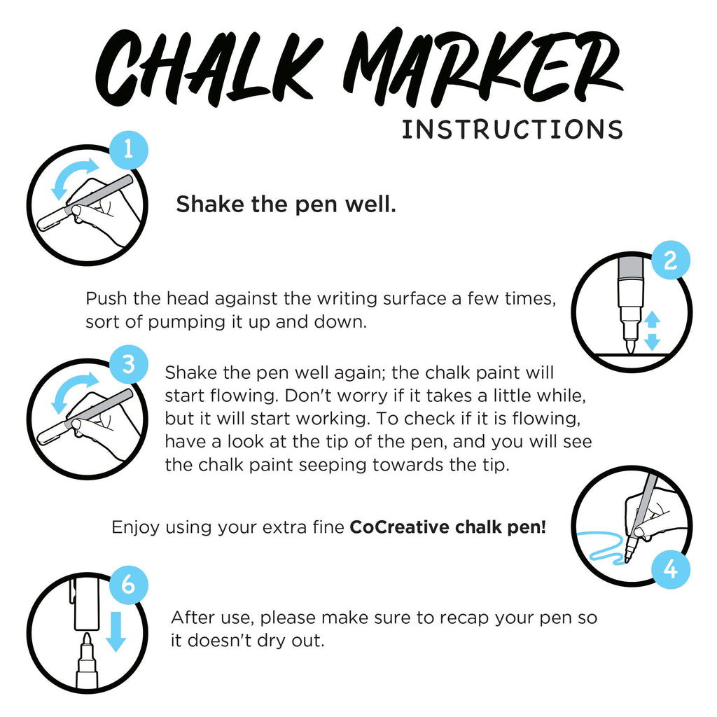 6 Pack Extra Fine Chalk Markers