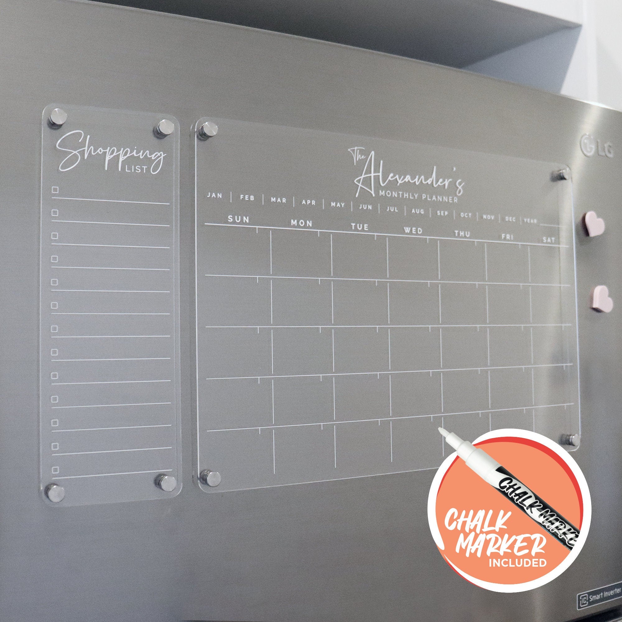 Monthly Calendar Magnetic Fridge Acrylic Planner A3 White UV Print monthly-calendar-magnetic-fridge-acrylic-planner-a3-white-uv-print