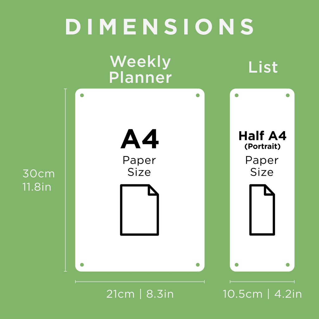 BLANK A4 and LIST COMBO Fridge Acrylic Planner - Premium Clear Acrylic Whiteboard - Family Organiser - Notes Board - Scribble Board