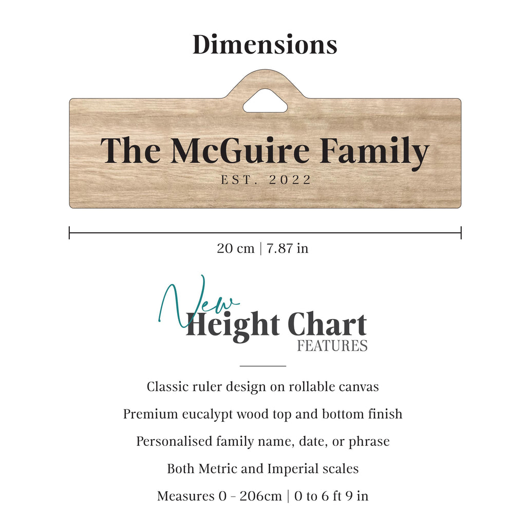 Custom Name Kids Height Chart | Portable Canvas Growth Chart | Removable Height Ruler - Imperial & Metric Measurements Growth Tracker | NEW!