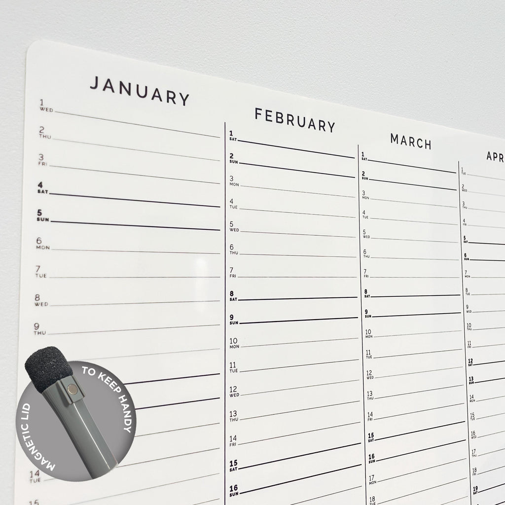 2026 Full-Length Removable Yearly Planner - Removable Whiteboard 2026 Calendar - Organiser and Year Calendar - Days & Dates of the Week