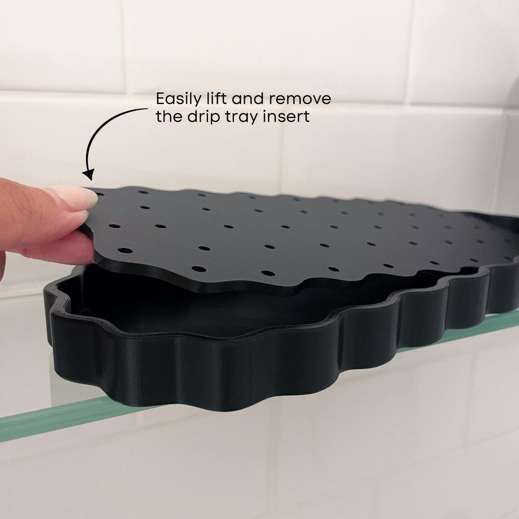 Bottle Tray - 3D Printed Bottle Tray with Drip Tray Insert for 3 Bottles - Kitchen Bottle Tray - Bathroom Shower Organisation