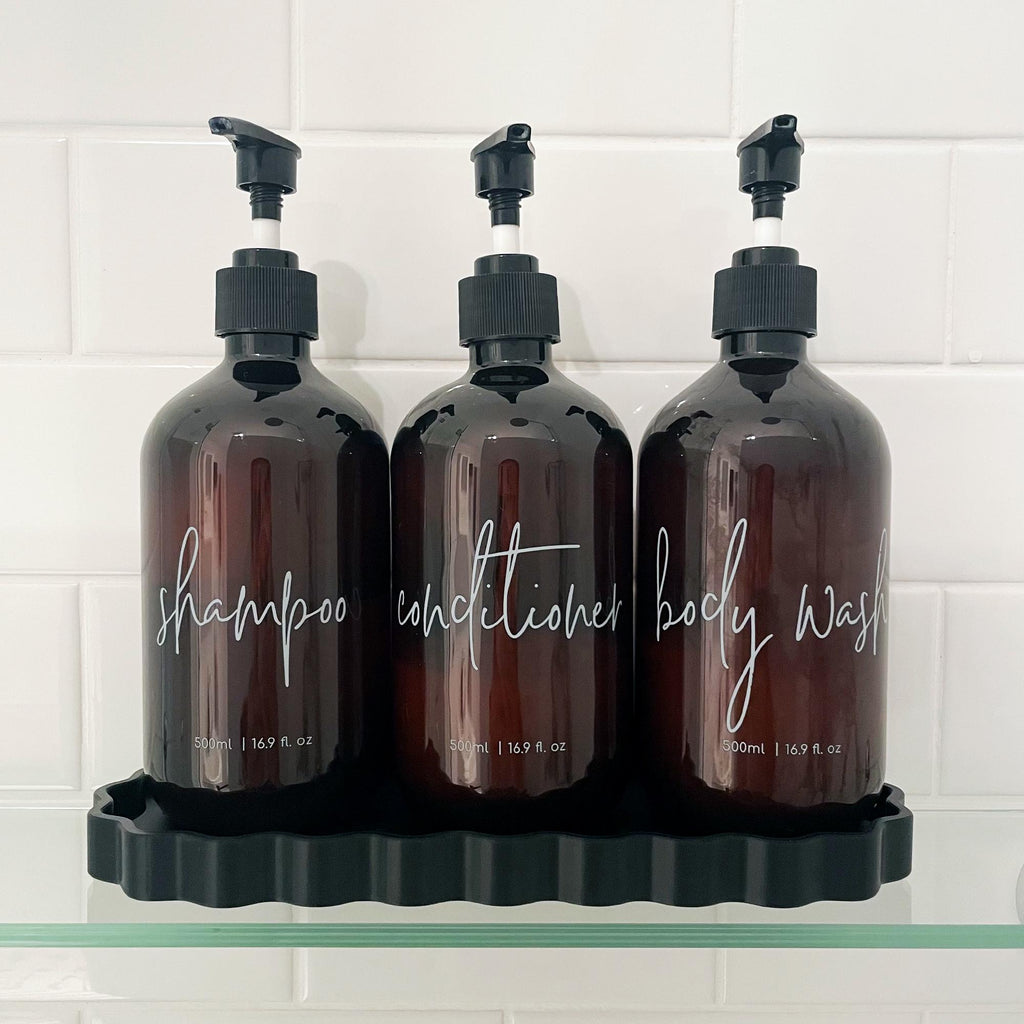 Bottle Tray - 3D Printed Bottle Tray with Drip Tray Insert for 3 Bottles - Kitchen Bottle Tray - Bathroom Shower Organisation