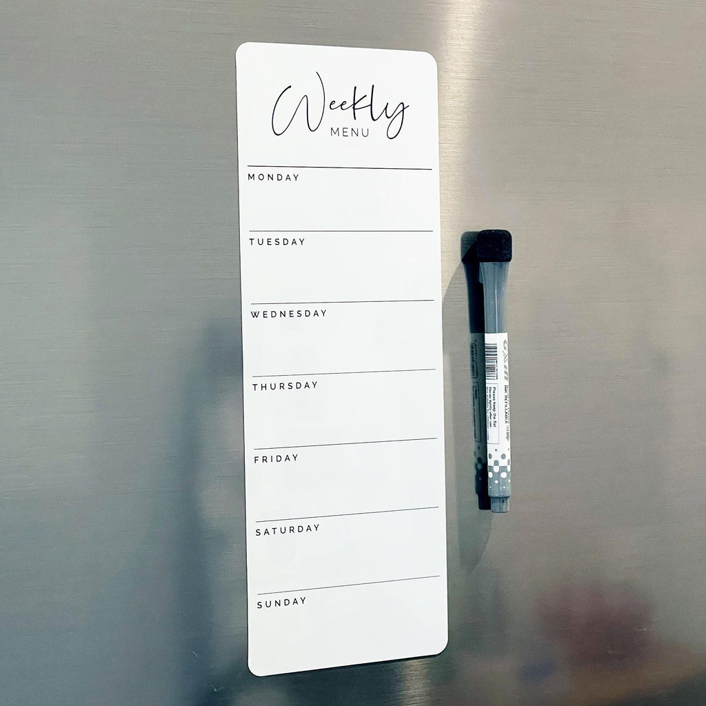 Weekly Menu Magnetic Whiteboard List - Weekly Meal Planner List - Magnetic Weekly Planner