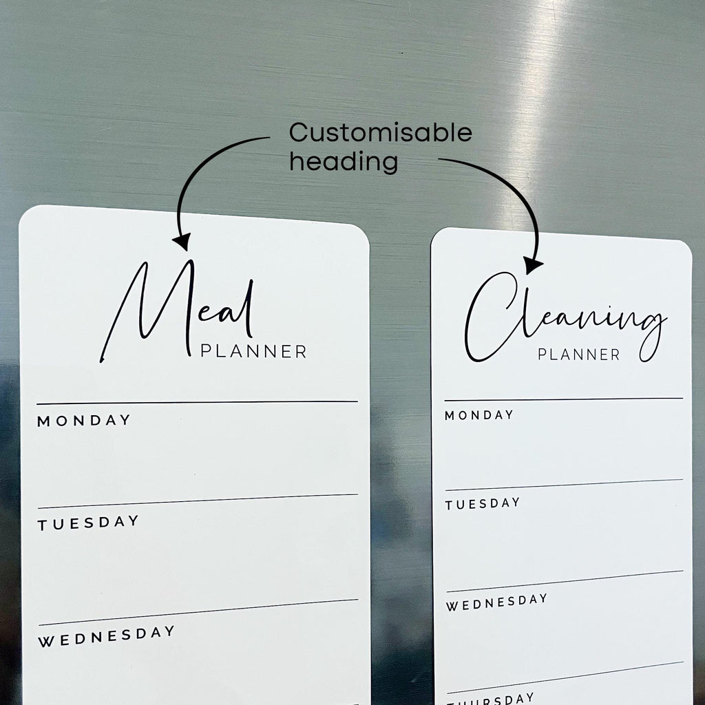 Weekly Menu Magnetic Whiteboard List - Weekly Meal Planner List - Magnetic Weekly Planner