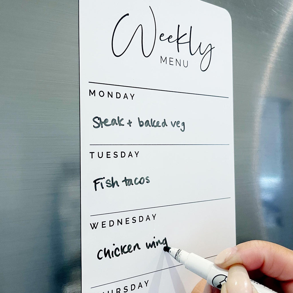 Weekly Menu Magnetic Whiteboard List - Weekly Meal Planner List - Magnetic Weekly Planner