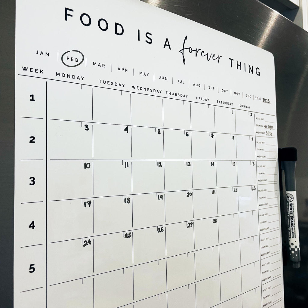 Food is a Forever Thing - 12 Week Planner with Meals Out, Training Days and Average Weight - CFK Design