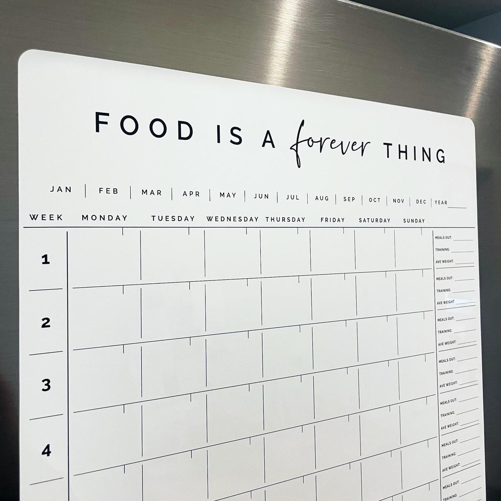 Food is a Forever Thing - 12 Week Planner with Meals Out, Training Days and Average Weight - CFK Design