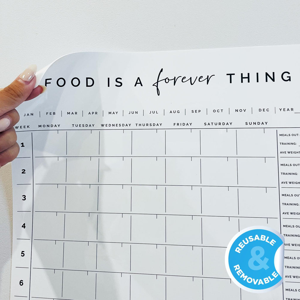 Food is a Forever Thing - 12 Week Planner with Meals Out, Training Days and Average Weight - CFK Design