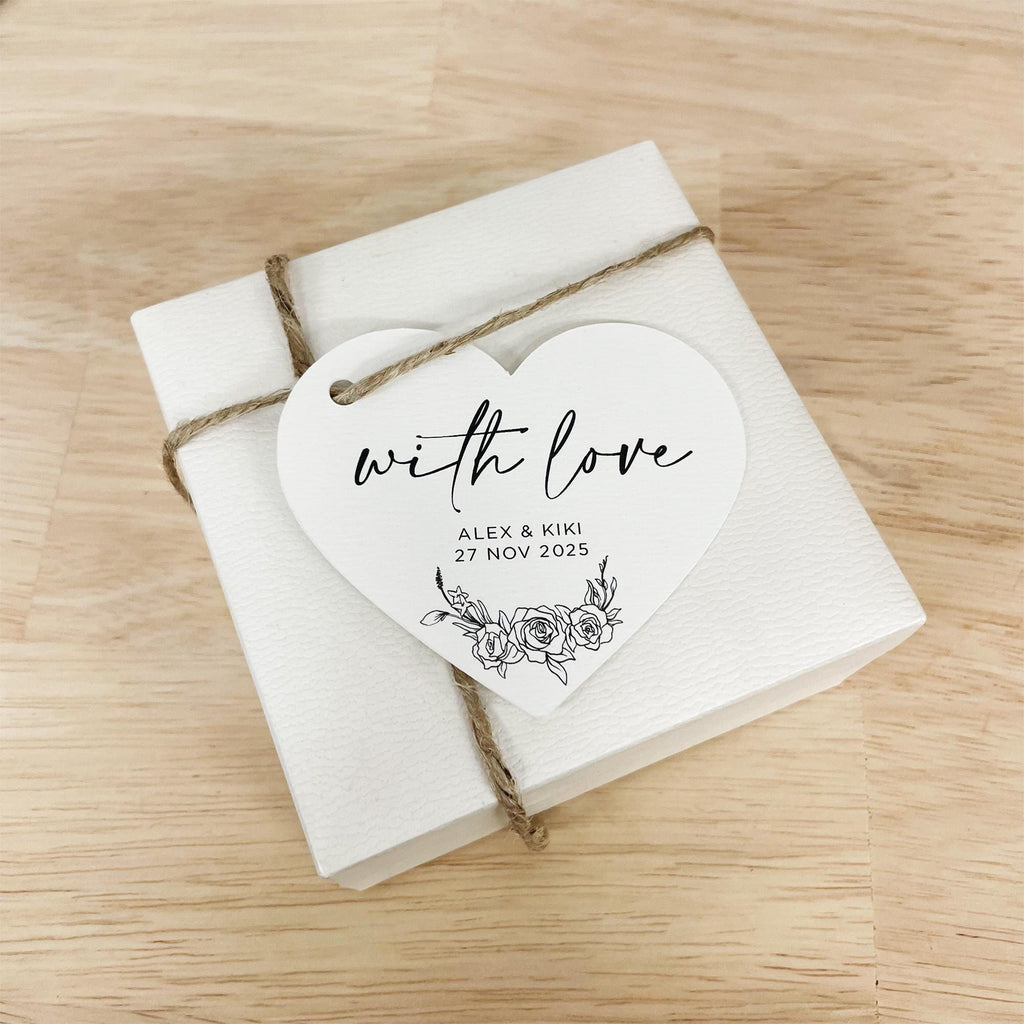 With Love - Heart Shaped Custom Wedding Gift Tags | Thank You Tags | Wedding Favor Swing Tags | Custom Heart Thank You Tags