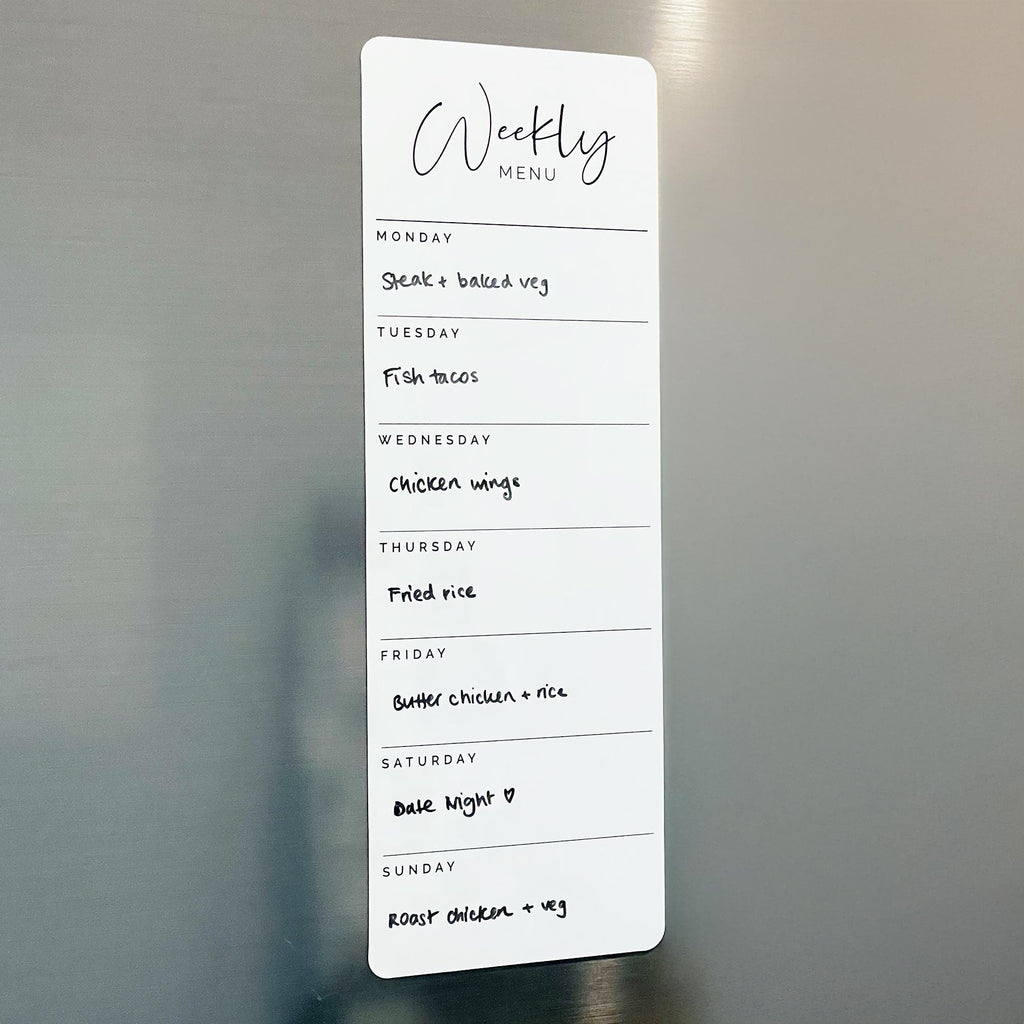 Weekly Menu Magnetic Whiteboard List - Weekly Meal Planner List - Magnetic Weekly Planner