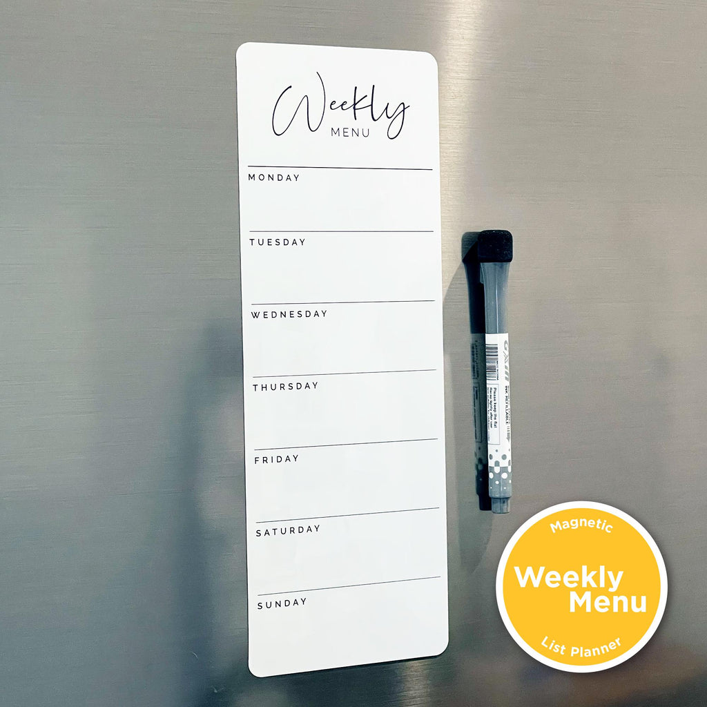 Weekly Menu Magnetic Whiteboard List - Weekly Meal Planner List - Magnetic Weekly Planner