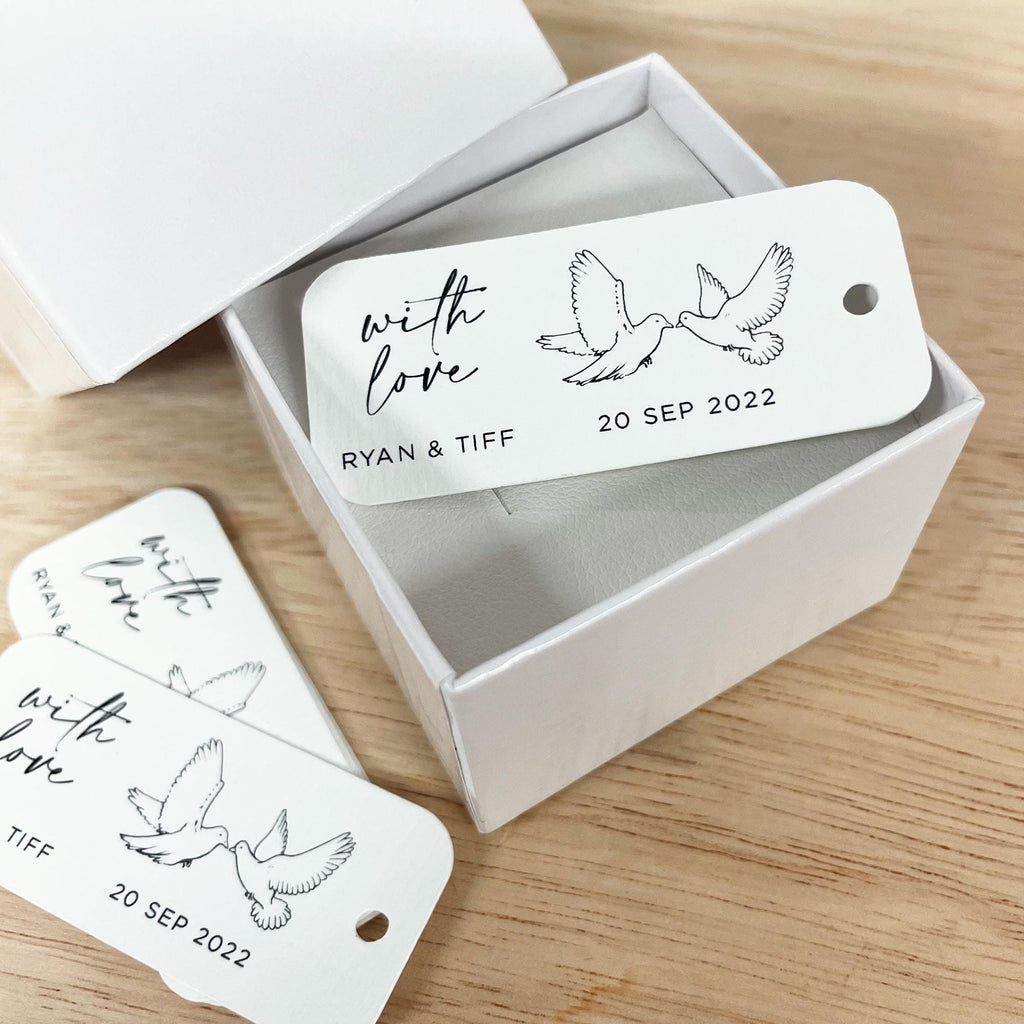 Custom Dove 'Thank You' and 'With Love' Wedding Gift Tags | Personalised Thank You Tags | Wedding Favour Tags | Custom Gift Tags