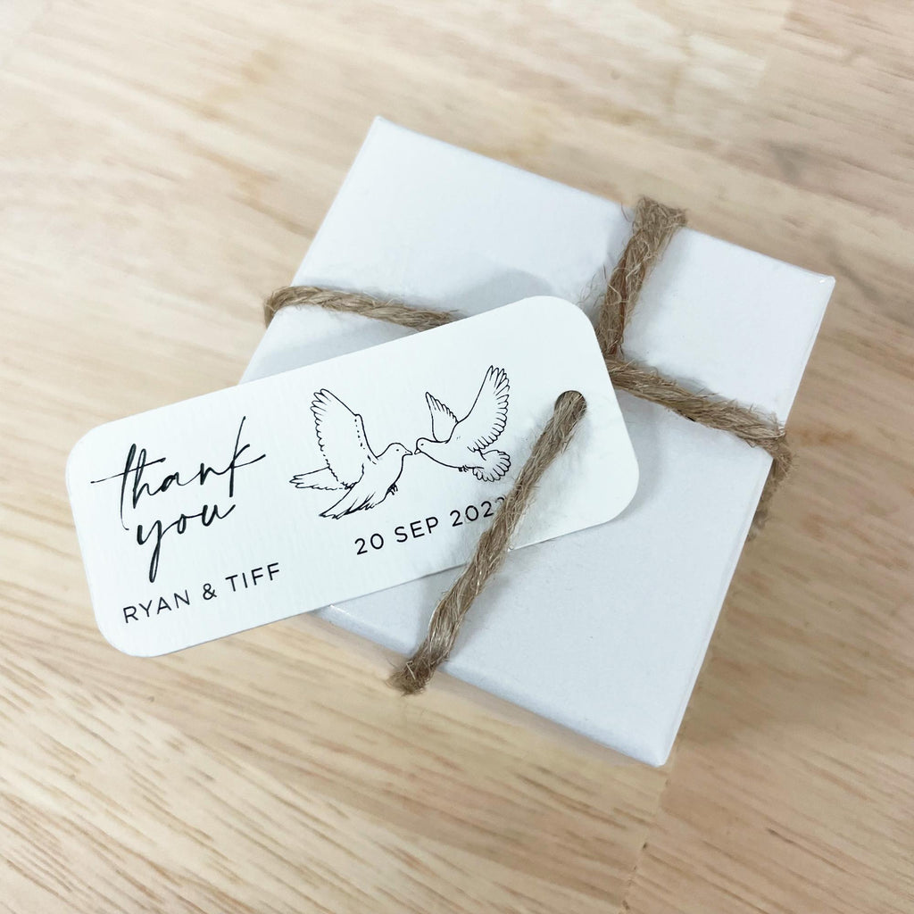 Custom Dove 'Thank You' and 'With Love' Wedding Gift Tags | Personalised Thank You Tags | Wedding Favour Tags | Custom Gift Tags