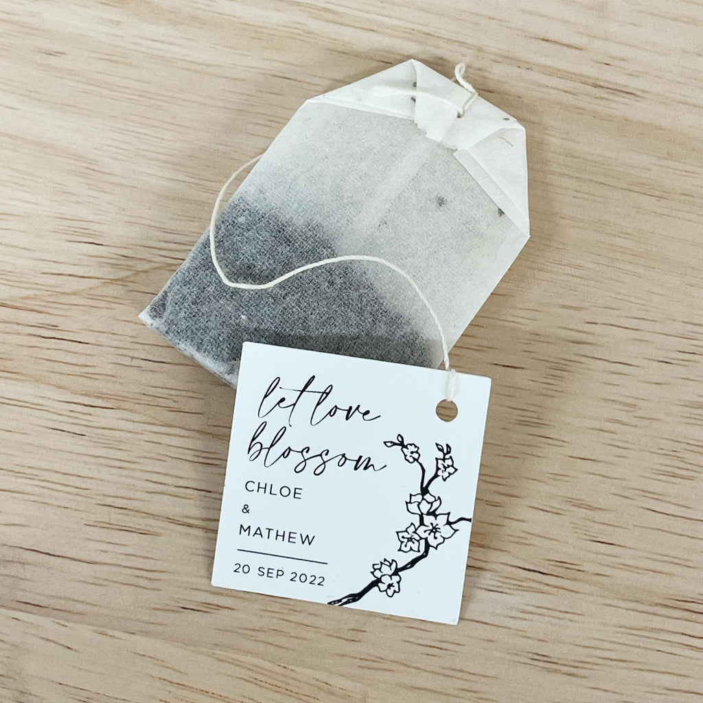 Custom 'Let Love Bloom' Tea Tags | Let Love Blossom Tea Tags | Personalised Wedding Favour Tags | Wedding Gift Tags | Wedding Favor Tags