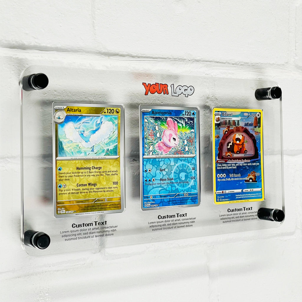 Custom Trading Card Display Frame - Fits 1-4 Cards | Personalised Trading Card Wall Mounted Display | Clear Acrylic Playing Card Display
