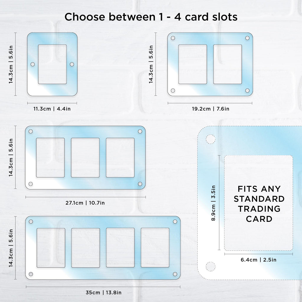 Custom Trading Card Display Frame - Fits 1-4 Cards | Personalised Trading Card Wall Mounted Display | Clear Acrylic Playing Card Display
