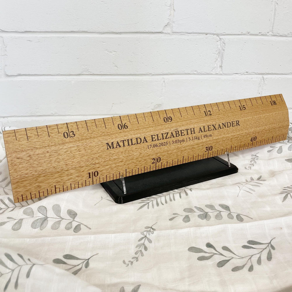 Premium Personalised Baby Ruler Announcement - Custom Length Newborn Baby Ruler Photo Prop & Memorabilia | Wooden Baby Length Classic Ruler