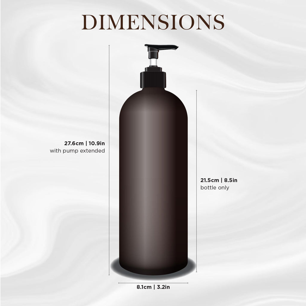 2 Piece 1 LITRE AMBER Bathroom Bottle Set DESIGN 1 - Shampoo & Conditioner - Custom 1L Pump Bottles - Personalised Refillable Pump Bottles