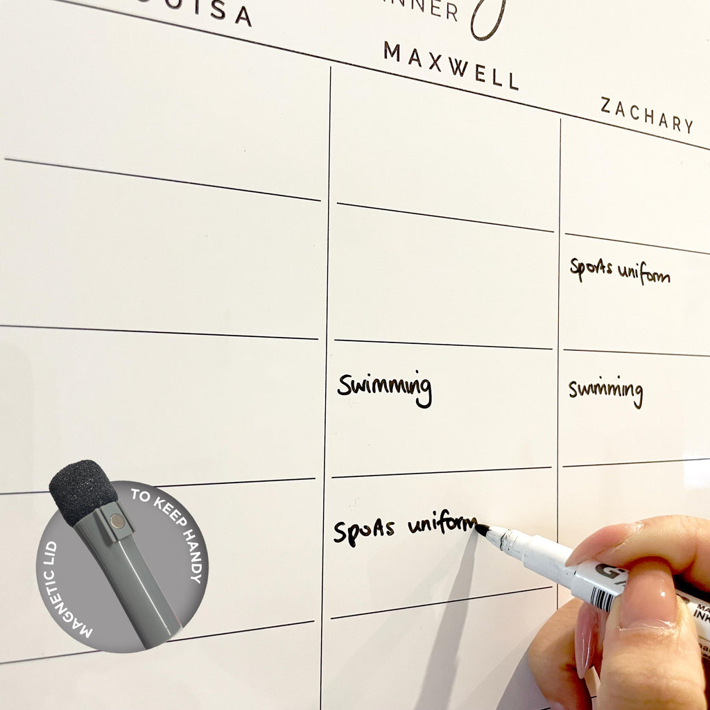 Custom Family A3 Landscape REMOVABLE Planner - Removable Adhesive Weekly Organiser for the Whole Family - Custom Family Name Columns