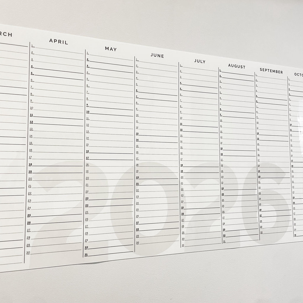 2026 Full-Length Removable Yearly Planner - Removable Whiteboard 2026 Calendar - Organiser and Year Calendar - Days & Dates of the Week
